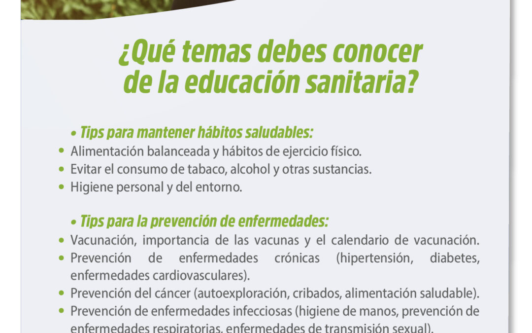 ¿Qué temas debes conocer de la educación sanitaria?